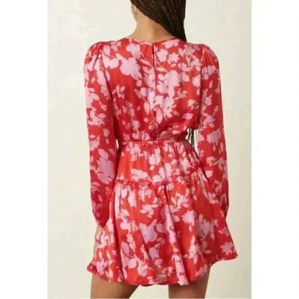 Mittoshop, radiant satin dress in red floral, Large - Picture 3 of 3